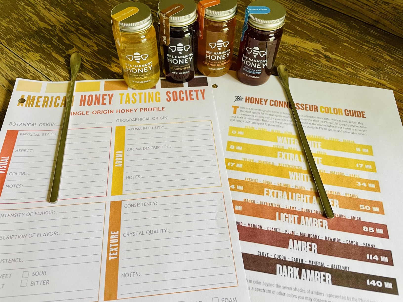 Bee Harmony Classic Honey Flight, Mini Honey Gift Set, 4 Jars, 3 OZ Each, Premium, Raw, Made in the USA customer photo 1