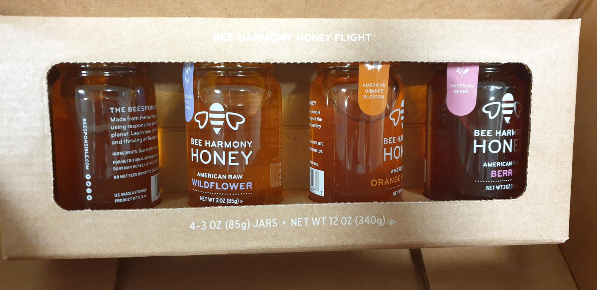 Bee Harmony Classic Honey Flight, Mini Honey Gift Set, 4 Jars, 3 OZ Each, Premium, Raw, Made in the USA customer photo 2