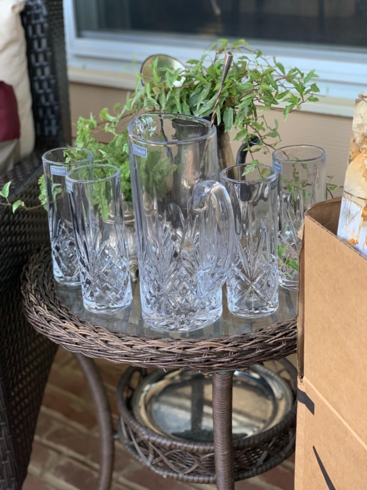 Godinger Barware Beverage Set - Mixing Pitcher Carafe, Stirrer and 4 Collins Tall Drinking Glasses - Dublin Collection customer photo 1