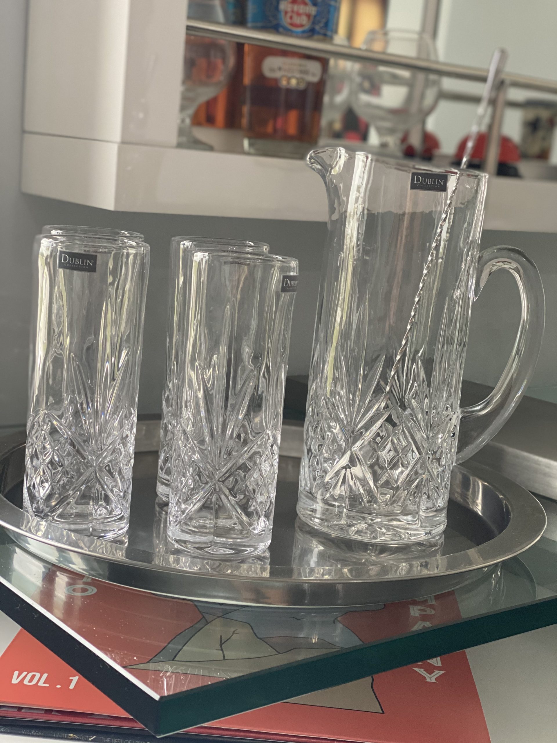 Godinger Barware Beverage Set - Mixing Pitcher Carafe, Stirrer and 4 Collins Tall Drinking Glasses - Dublin Collection customer photo 2