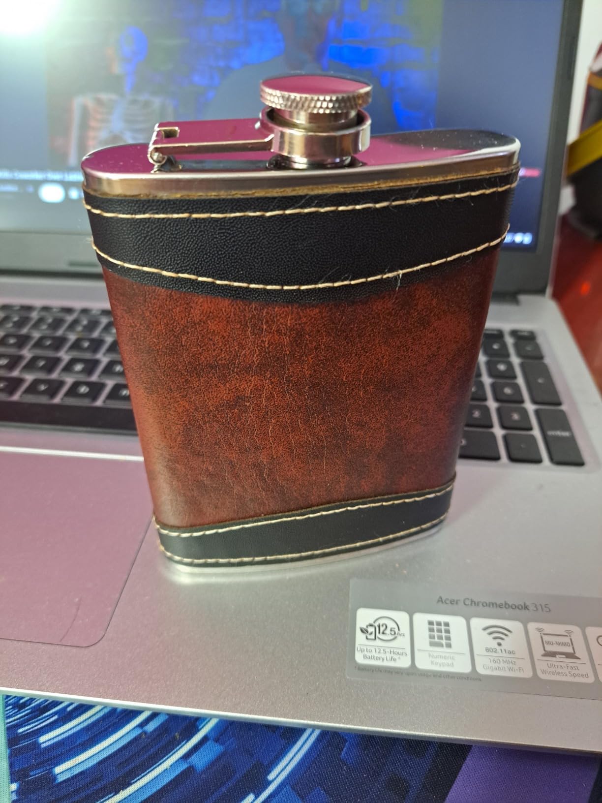 Premium 1 Pack 8 Oz Hip Flask for Liquor Soft Touch Leather Wrap with Funnel,18/8 Stainless Steel Highest Food Grade Leak Proof Classic Flask customer photo 2