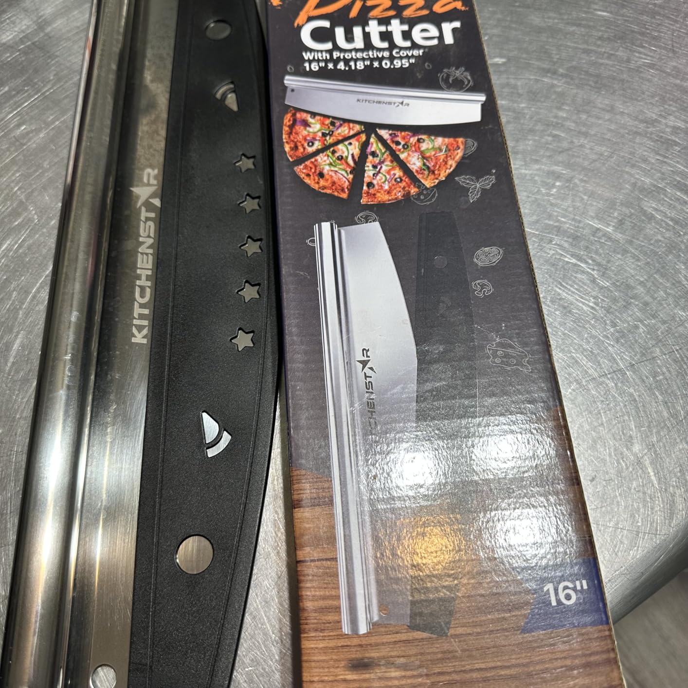 KitchenStar 16-Inch Pizza Cutter Rocker Blade - Sharp Stainless Steel Slicer Knife, Protective Cover, Dishwasher Safe, Large - Professional Pizza Oven Accessories customer photo 2