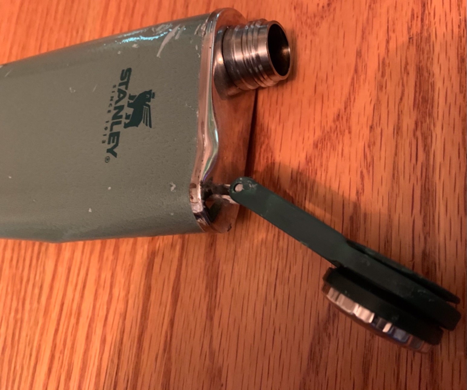 Stanley Classic Easy Fill Wide Mouth Flask 8 oz | Leakproof Hip Flask | Hinge Connected Never Lose Cap | Insulated Stainless Steel Liquor Container | BPA-Free | Hammertone Green customer photo 2