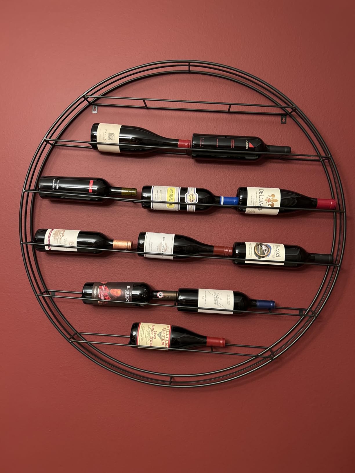 MyGift 4-Bottle Rustic Brown Wood Wine Rack for Countertop - Brushed Country Rustic Style, Compact Storage for Kitchen, Bar customer photo 2