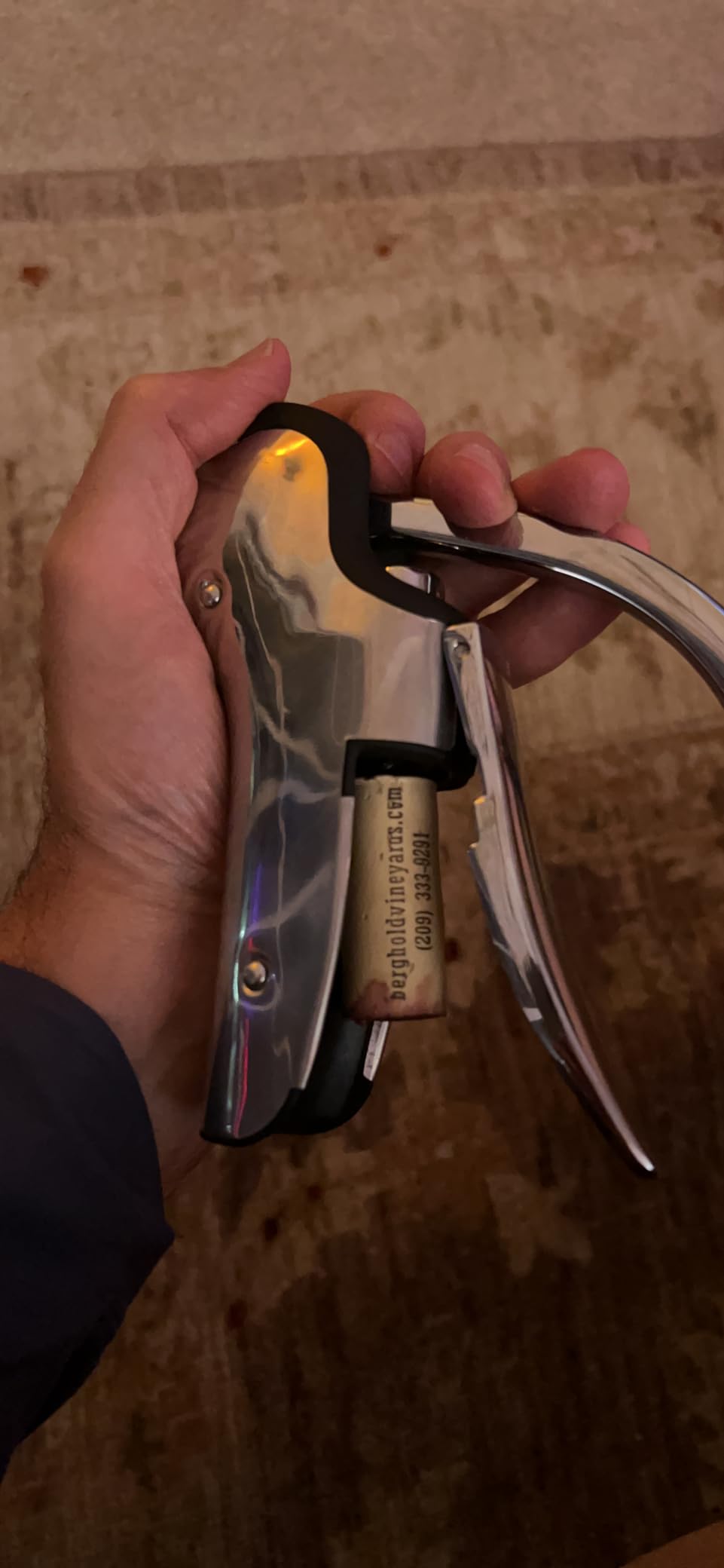 Stainless Steel Wine Opener Compact Vertical Corkscrew Wine Bottle Opener with Foil Cutter customer photo 1