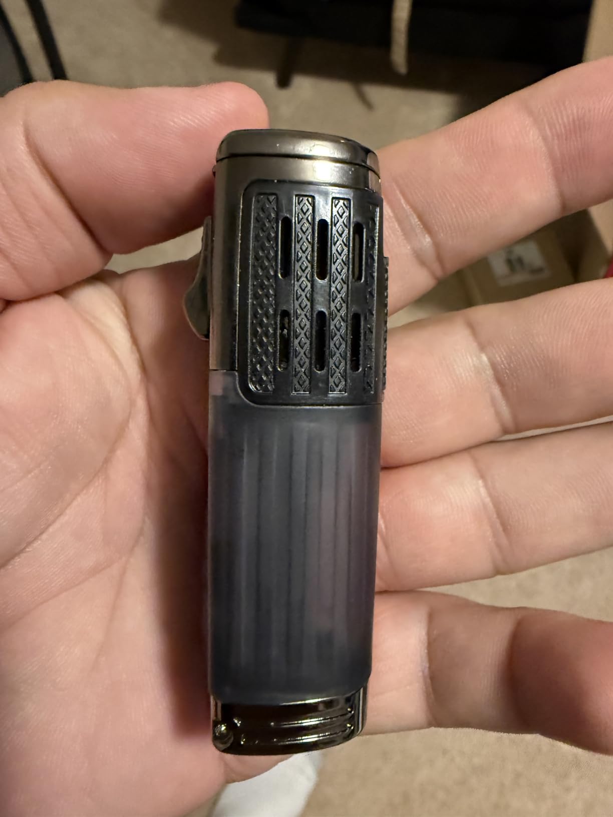TOMOLO Cigar Lighter Triple Jet Flame Torch Lighter Refillable Butane Lighter with Cigar Punch, 2 Pack, Charcoal customer photo 2
