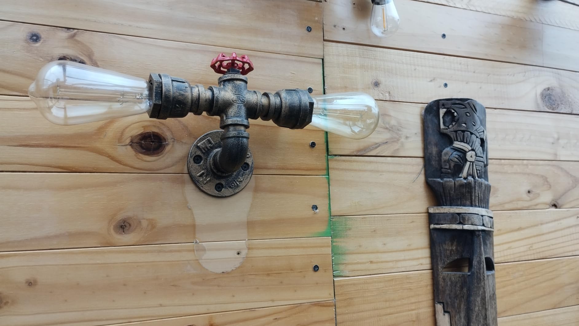 BYSUN Retro Industrial Steampunk Wall Sconce, 2 Lights Metal Water Pipe Style Mounted Lamp Light Fixture, E26 Industrial Vintage Edison Lamp customer photo 1