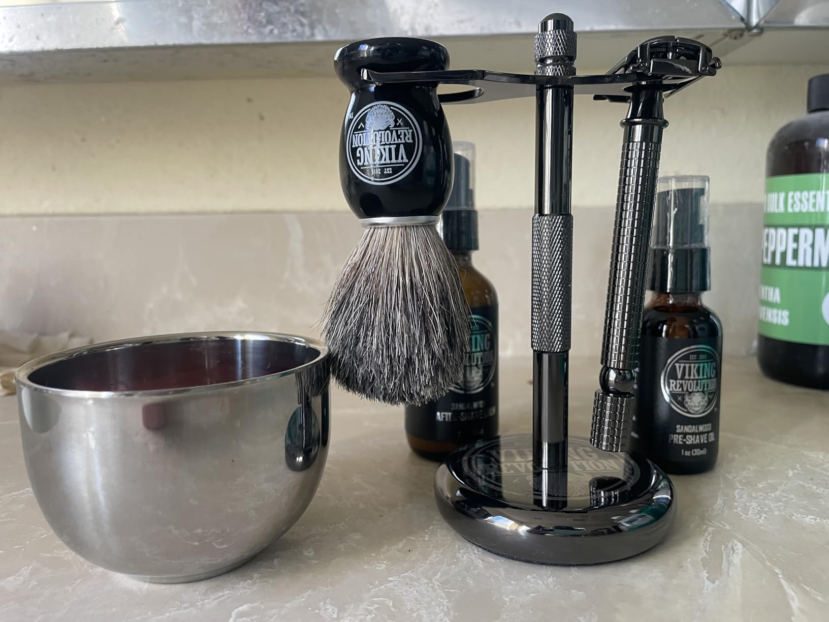 Viking Revolution Luxury Safety Razor Shaving Kit - Includes Double Edge Safety Razor, Stand, Bowl, After-Shave Balm, Pre-Shave Oil, Badger Brush customer photo 1