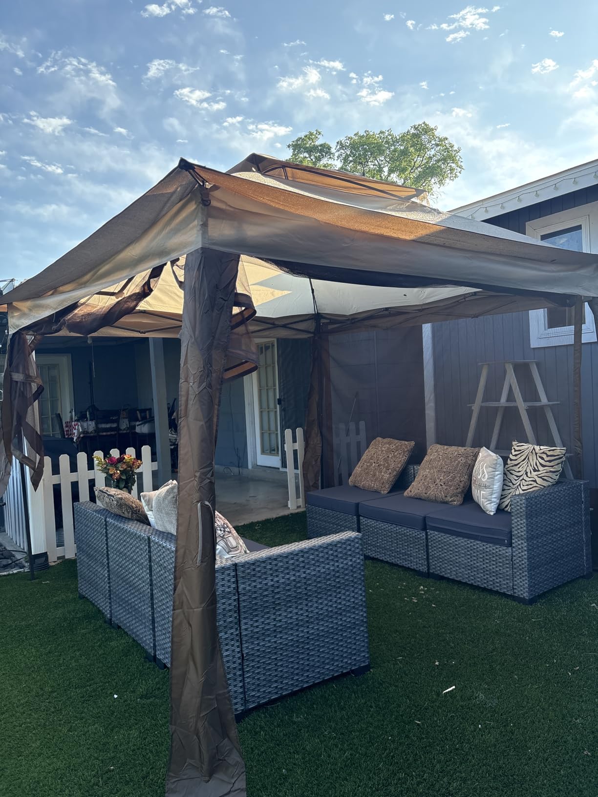 COOS BAY 11x11 Pop Up Gazebo with Mesh Netting, Instant Outdoor Canopy Tent, Water Resistant Shelter with UPF 50+ UV Protection, 121 Sq Ft Coverage, Beige customer photo 2