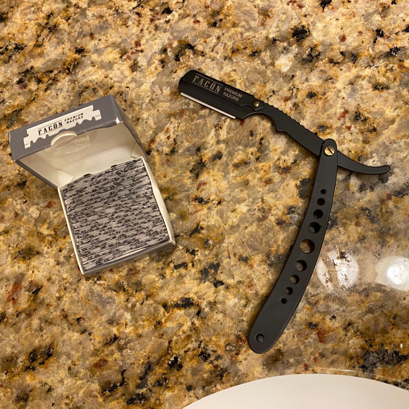 Facon Straight Razors for Men - Professional Barber Straight Edge Razor Kit with 100 Blades, Classic Stainless Steel Barbero Shaver for a Smooth & Precise Shave, Premium Barber Razor for Men's Shaving customer photo 2