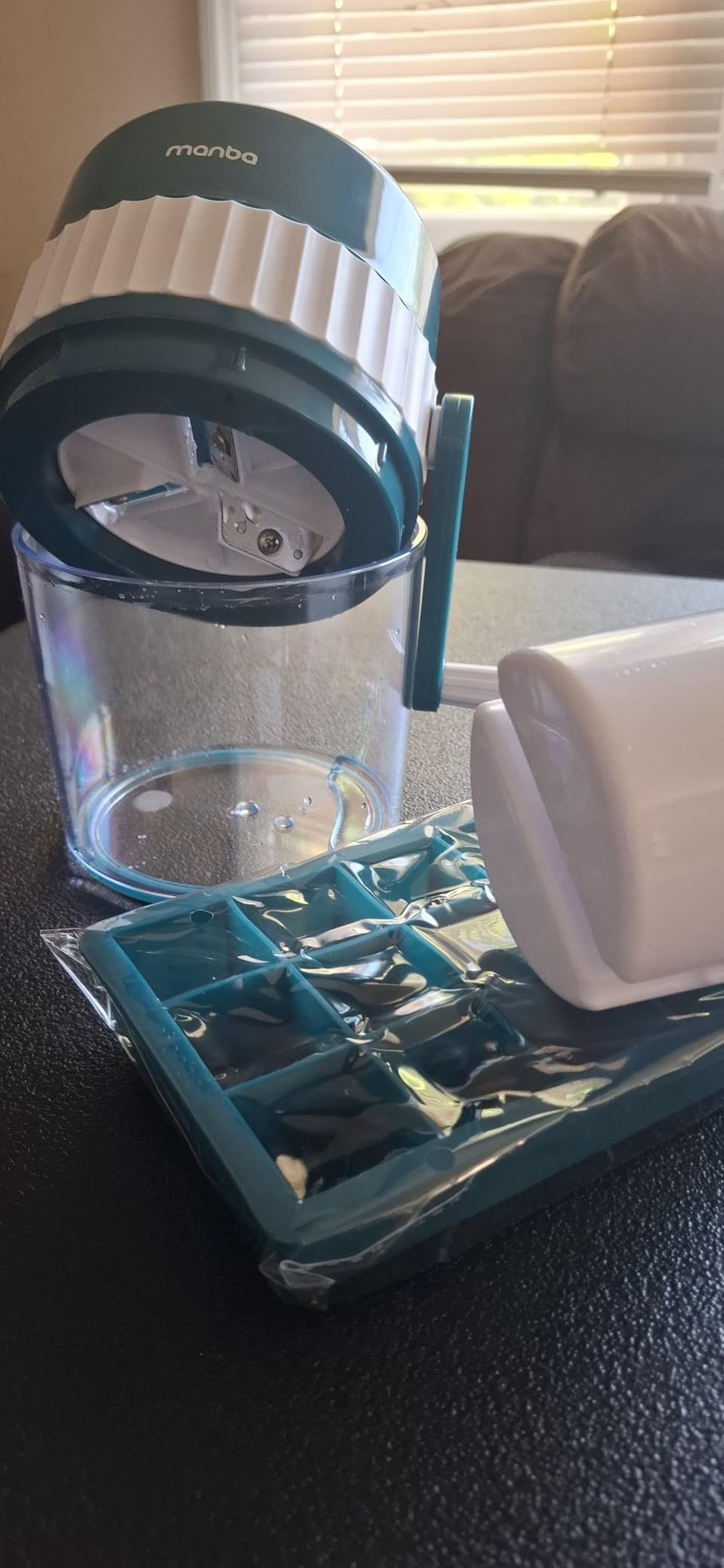 MANBA Manual Snow Cone Machine Maker for Shaved Ice, Snowcones, Slushes | Hand Crank, 3Blades for Fast Shaving, Easy for Kids, Portable for Party, Camping, with Ice Cube Tray, Spare Blades Available customer photo 2