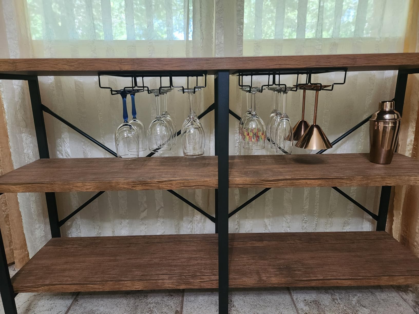 FOMANSH Wine Glass Rack - Under Cabinet Stemware Wine Glass Holder Glasses Storage Hanger 2 Pack Metal Organizer for Bar Kitchen Black customer photo 1
