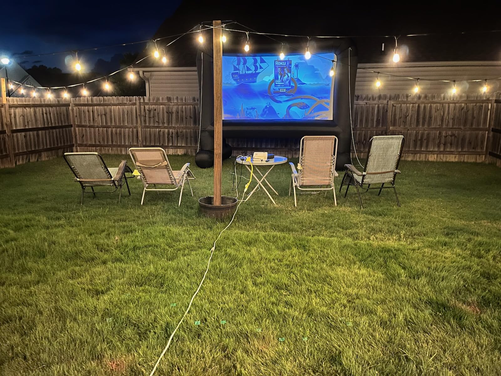 OUTTOY Inflatable/Blow Up Projection Screen with Quiet Fan and Storage Bag, Easy Set up, Mega for Outdoor, Backyard Movie Night, Theme Parties, Celebrations-16FT customer photo 1