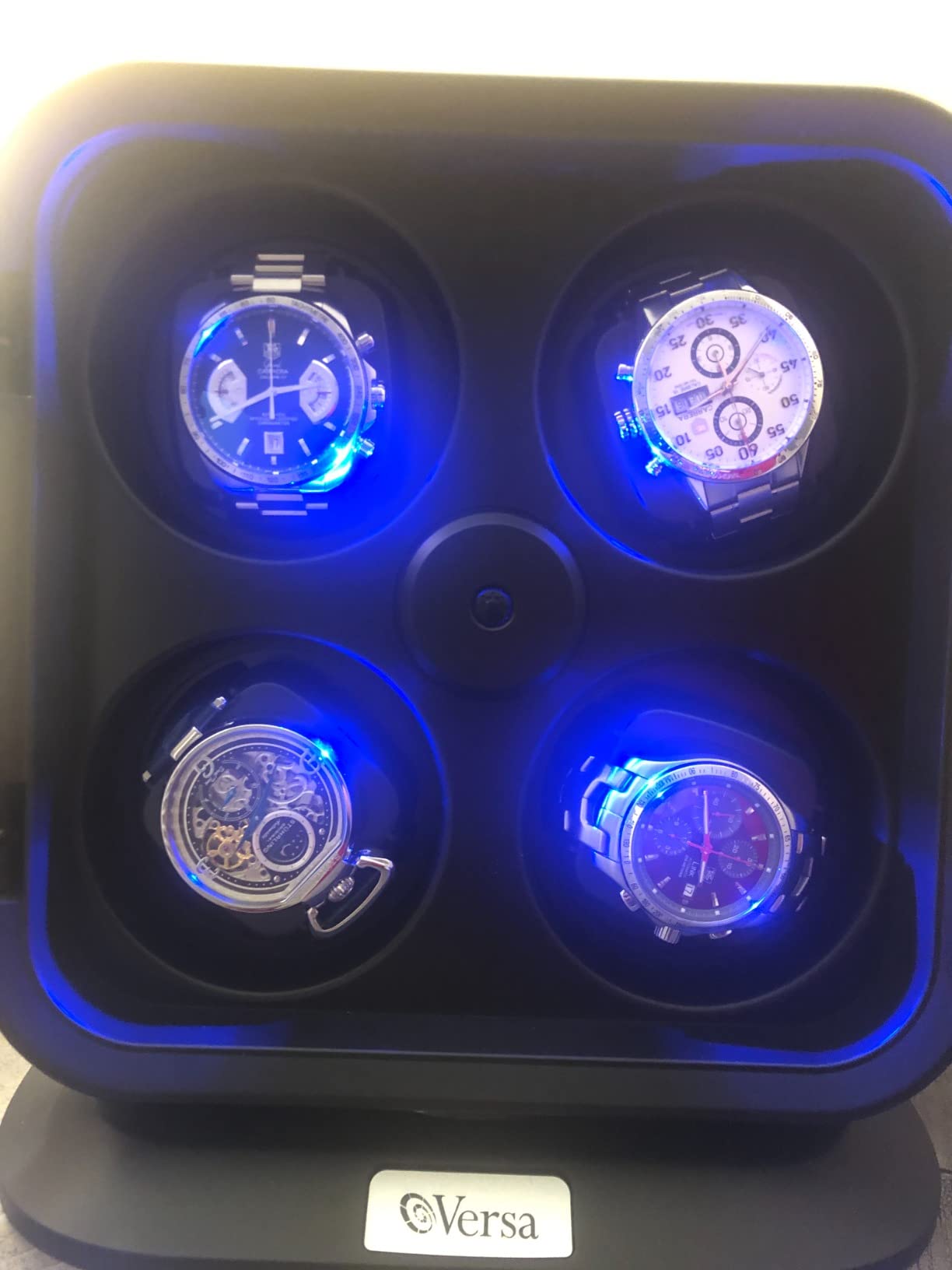 Quad Watch Winder with Light in Black - Independently Controlled Settings - 12 Direction and Timer Settings - Adjustable Watch Pillows - Plenty of Space for Large Watches - No Magnetization customer photo 2