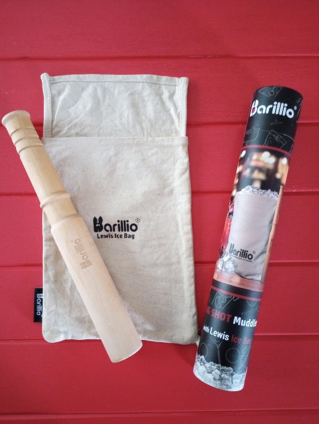 Barillio Drink Muddler Mallet and Lewis Bag Set - Big-Shot 13.75 Inch Wooden Muddler and Ice Hammer for Cocktails w/Canvas Ice Crushing Bag - Bar Tool Set customer photo 1