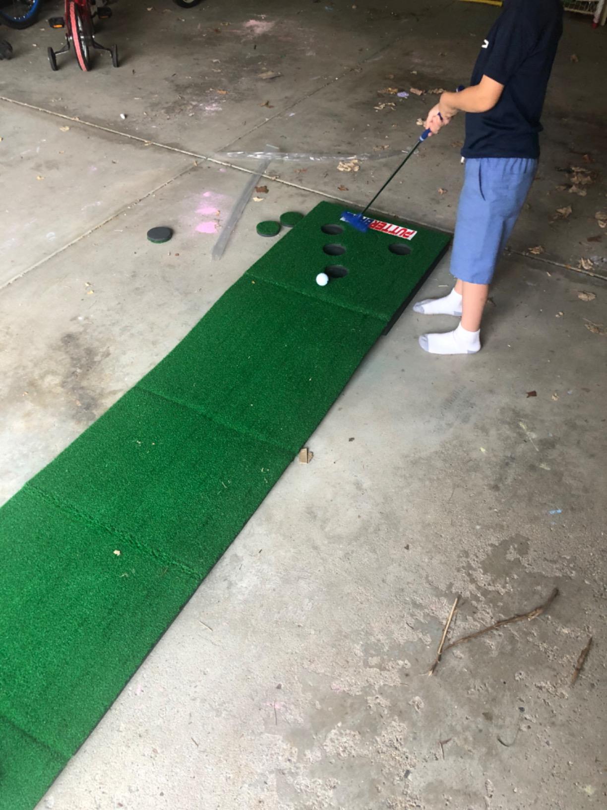 PutterBall Original Golf Putting Game Set - Backyard 12 ft Putting Green Pong Style Golf Mat with 2 Putters, 2 Balls & Hole Covers customer photo 2