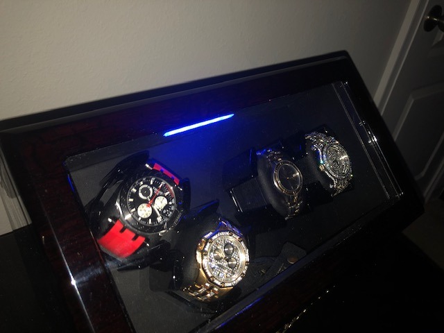 High End Watch Winder for Automatic Watches with Super Quiet Motor, Blue LED Light & Rotation Mode Setting, Watch Winder for Rolex with Flexible Pillow, Dual Power customer photo 1
