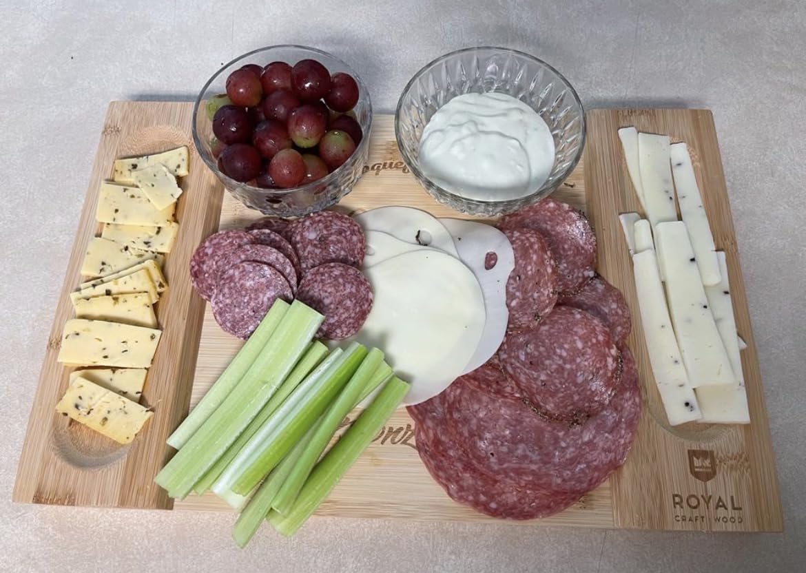 ROYAL CRAFT WOOD Premium Bamboo Charcuterie Board Set - Cheese Platter & Serving Tray & Serving Utensils - Perfect Housewarming Gift, Wedding, Bridal Shower Gift - Ideal for Entertaining and New Home customer photo 1