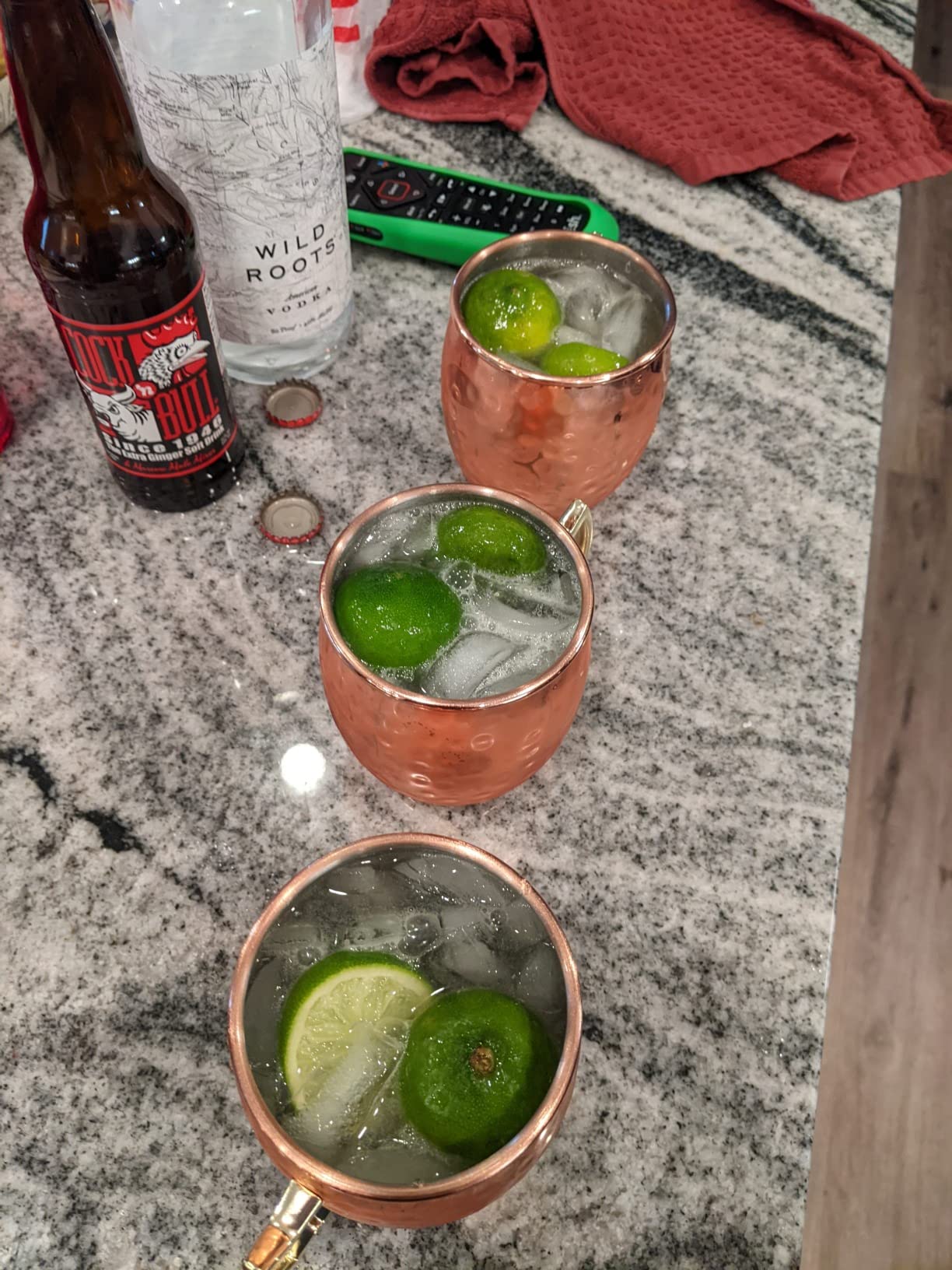 PG Moscow Mule Mugs | Large Size 19 ounces | Set of 4 Hammered Cups | Stainless Steel Lining | Pure Copper Plating | Gold Brass Handles customer photo 1