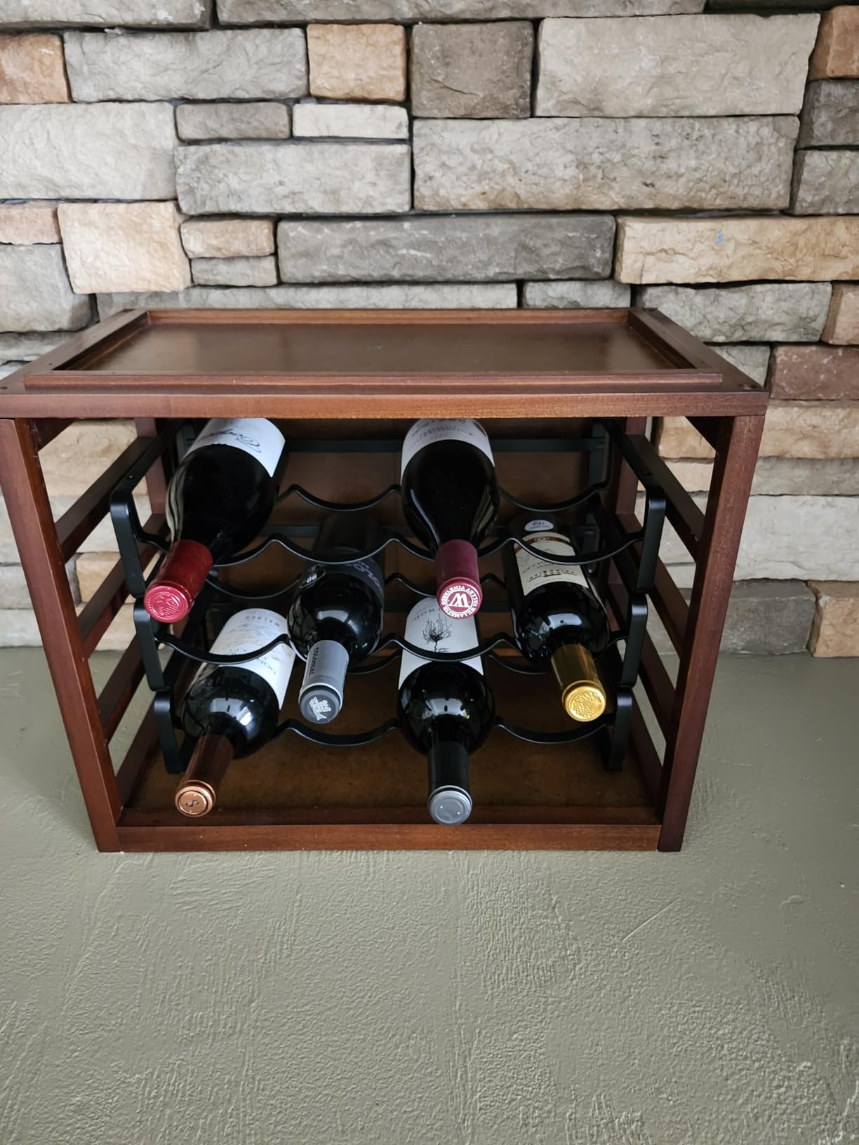 Amazon Basics Tabletop Stackable 4-Bottle Metal Wine Rack, Wine Storage, Space Saving, No Assembly Required, Black customer photo 1