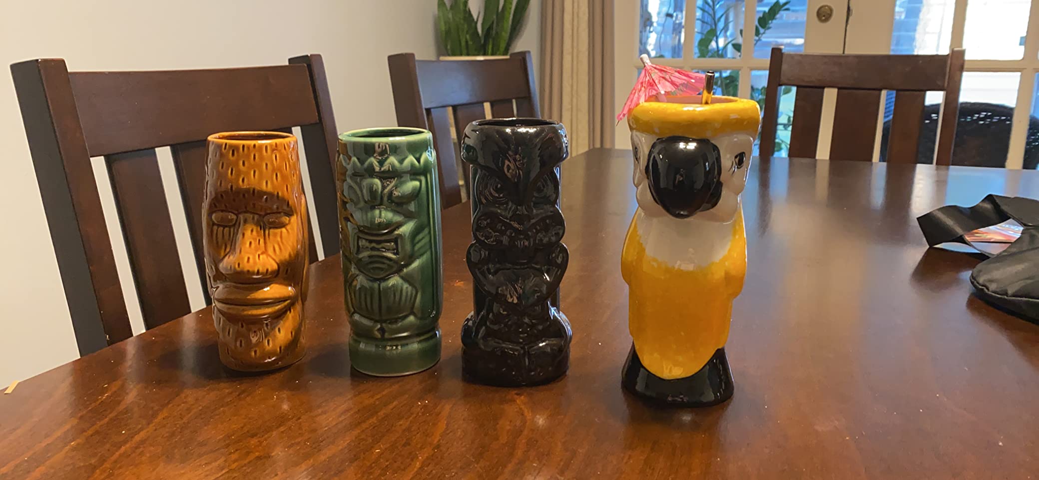 Tiki Mugs Cocktail Set of 4 - Tumblers Ceramic Hawaiian Luau Party Mugs Drinkware, Cute Exotic Cocktail Glasses, Tiki Bar Professional Hawaiian Party Barware, TKSET0003 (4PCS) customer photo 2