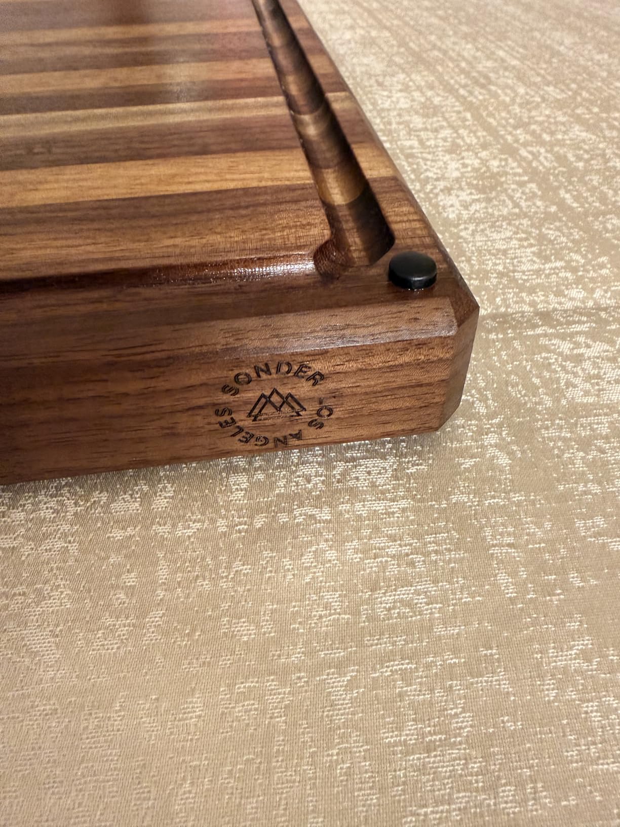 Sonder Los Angeles Alfred Cutting Board Made in USA | Black Walnut End Grain Cutting Board for Kitchen with Non-Slip Feet, Juice Groove, Sorting Compartments | Gift Box Included | 17x13x1.5 in customer photo 1