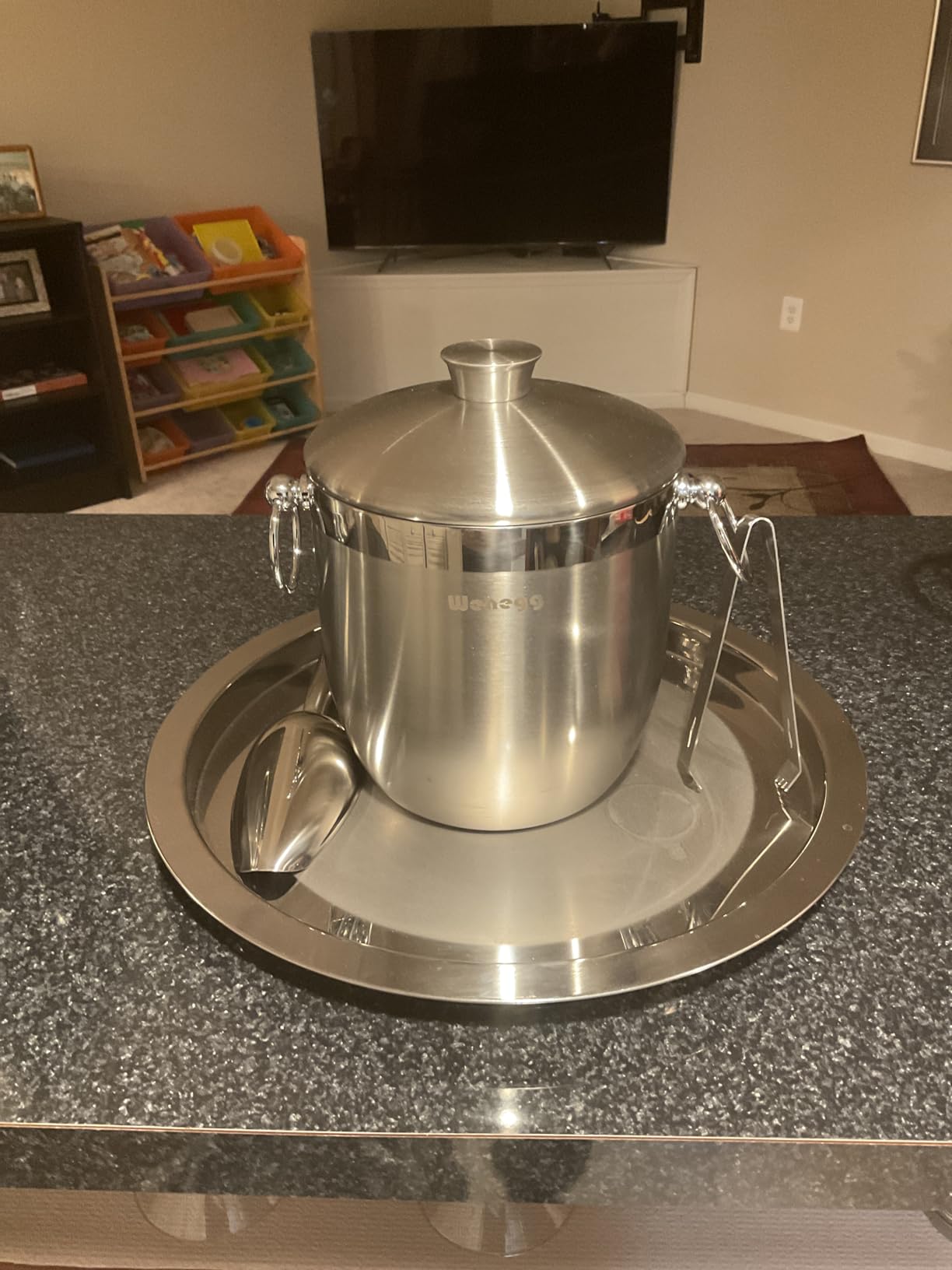 Ice Bucket with Lid, Scoop, Tongs and Strainer - Well Made Insulated Stainless Steel Keep Ice Frozen Longer - Ideal for Cocktail Bar, Parties, Chilling Wine, Champagne - 3 Liter (Stainless Steel) customer photo 1