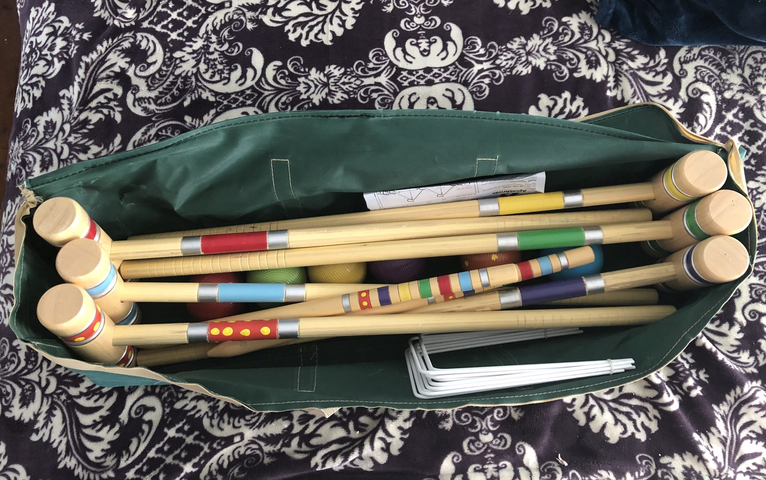 ApudArmis Six Player Croquet Set with Premium Rubber Wooden Mallets 28In, Colored Ball, Wickets, Stakes - Lawn Backyard Outdoor Game Set for Adults/Teenagers/Family customer photo 2