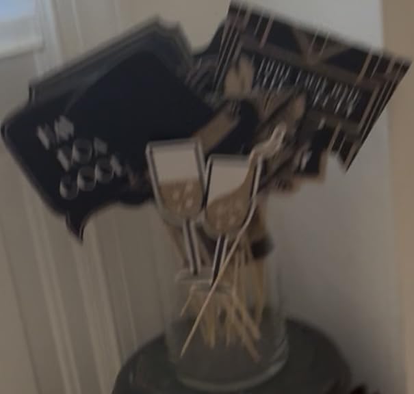 Fully Assembled Roaring 20s Photo Booth Props - Set of 30 - Black & Gold Glitter Selfie Signs - Great Gatsby Themed Party Supplies & Decorations - Cute Vintage 1920s Designs customer photo 2