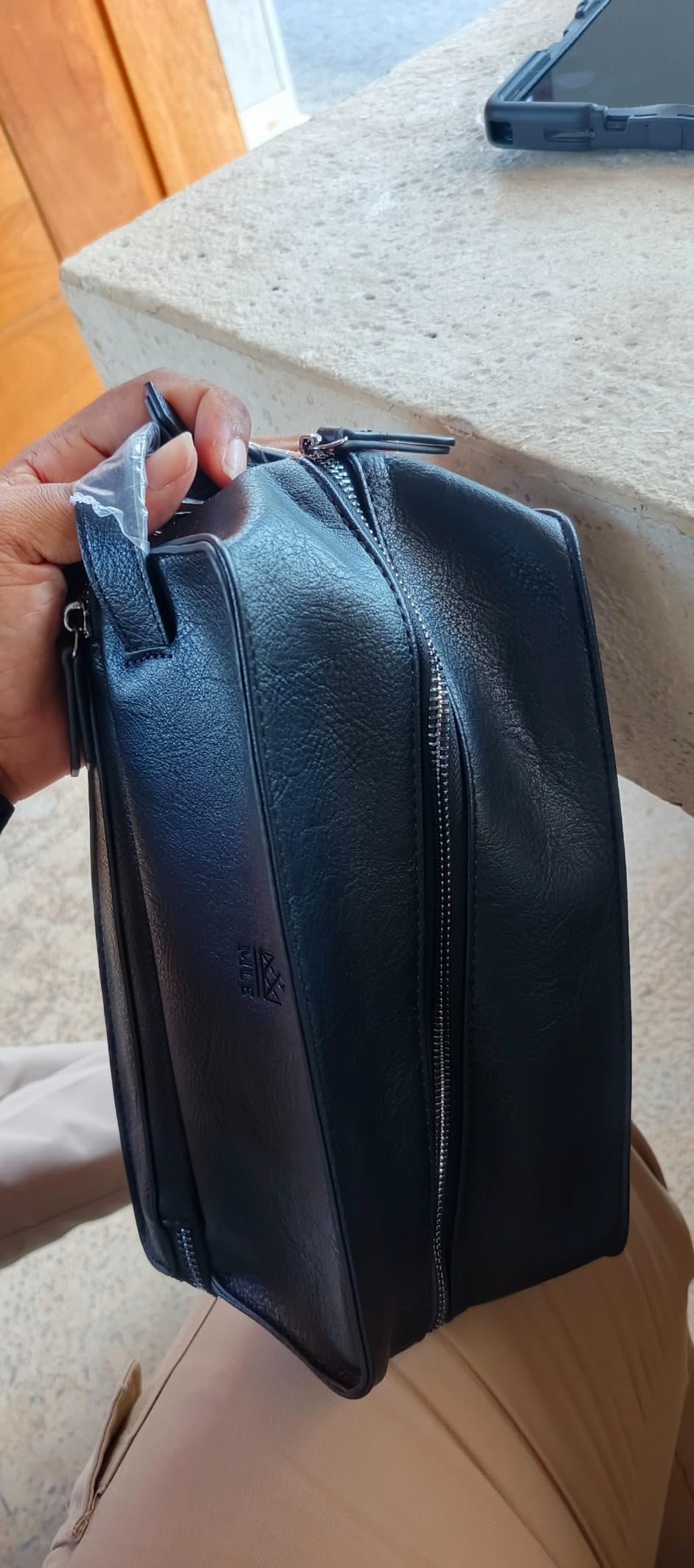MAKE LIFE EXCLUSIVE Mens Leather Toiletry Bag - Travel Dopp Kit, Shaving Bag, Grooming & Hygiene Organizer, Leather Toiletry Bag for Men, Gift for Him customer photo 1