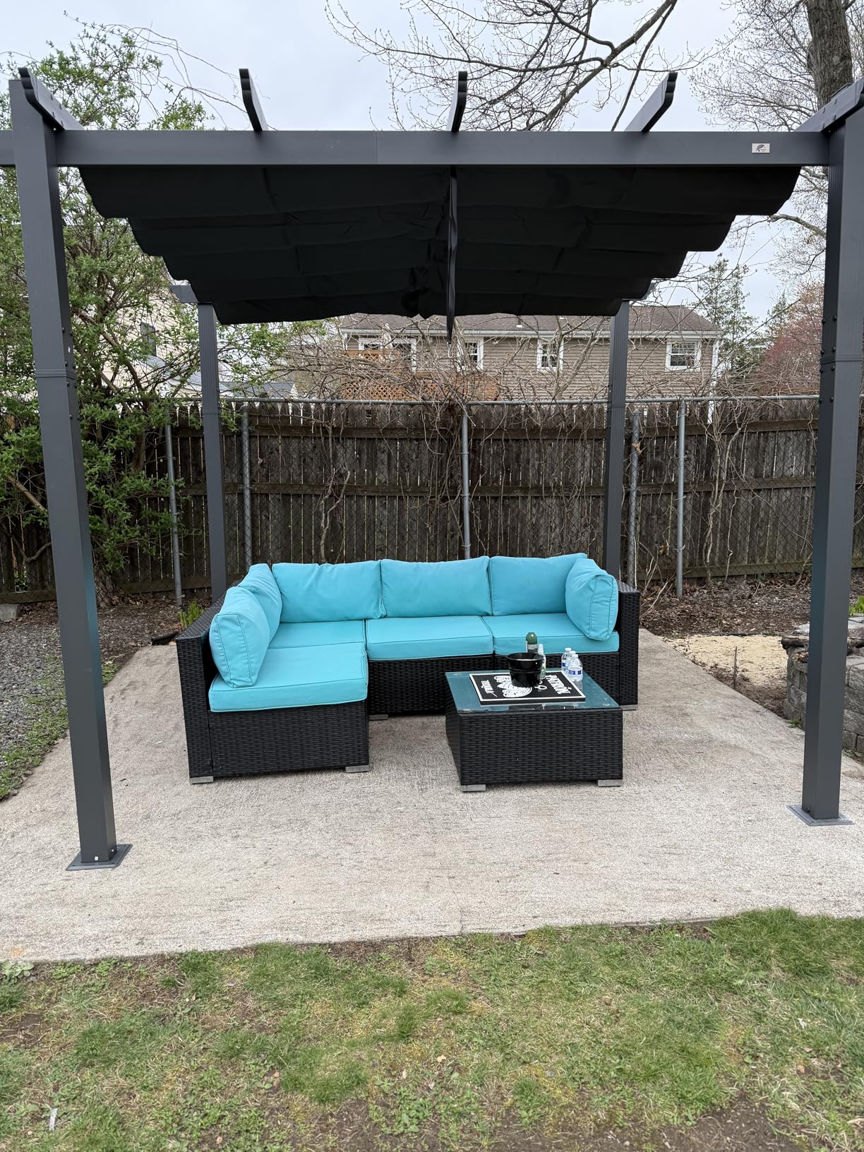 PURPLE LEAF 10' X 13' Outdoor Retractable Pergola with Sun Shade Canopy Patio Metal Shelter for Garden Porch Beach Pavilion Grill Gazebo Modern Yard Grape Trellis Pergola, Beige customer photo 2