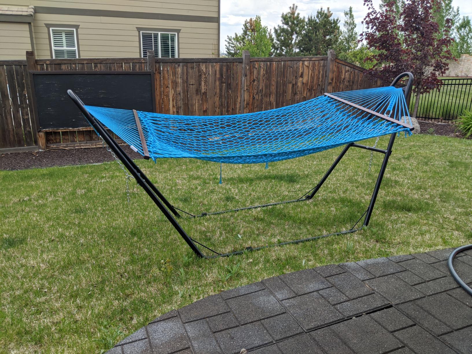 Zupapa 2 Person Steel Hammock Stand 550 lb Capacity, Portable Hammock Frame Stand Heavy Duty for 9 to 14Feet Hammocks, Carry Bag Included, Black customer photo 2