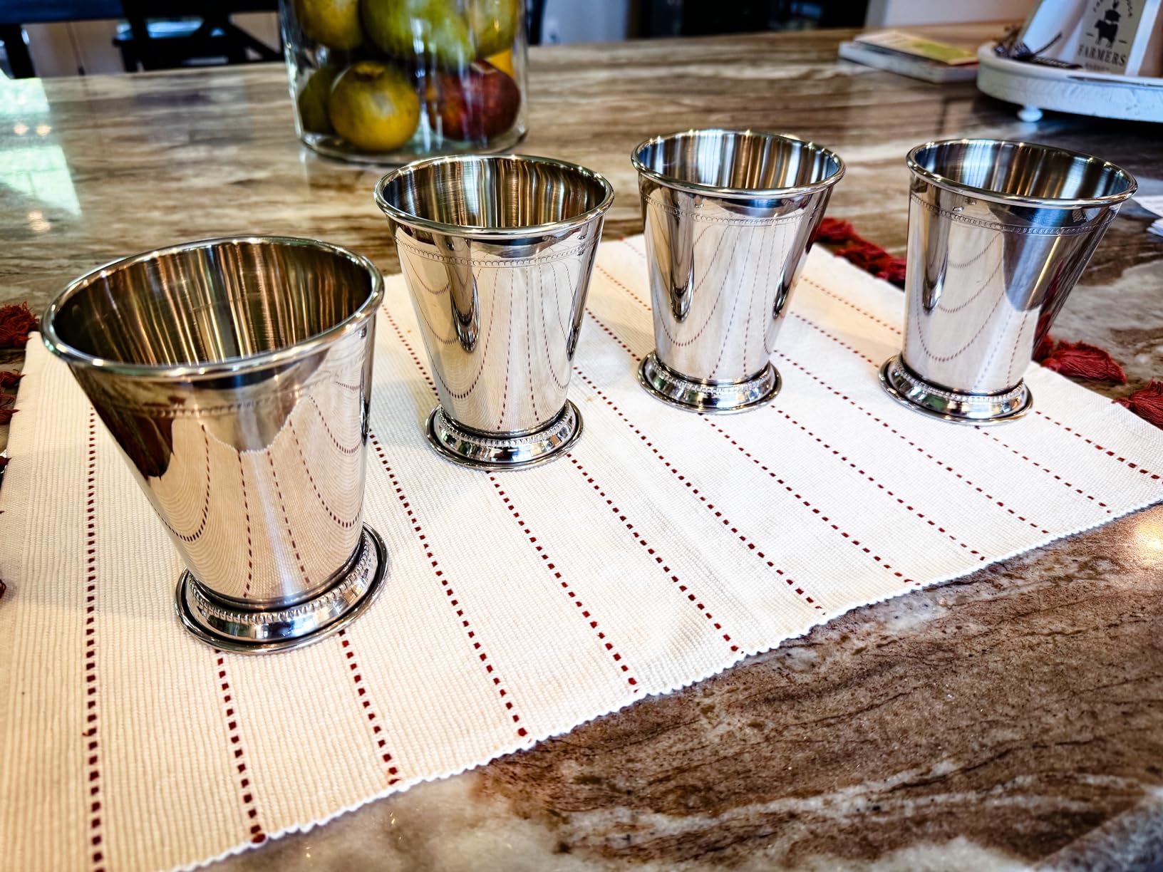 Mint Julep Cups: Stainless Steel Glasses, Set of 4, Metal 12 oz Cocktail Glasses, Party Supplies (4) customer photo 2