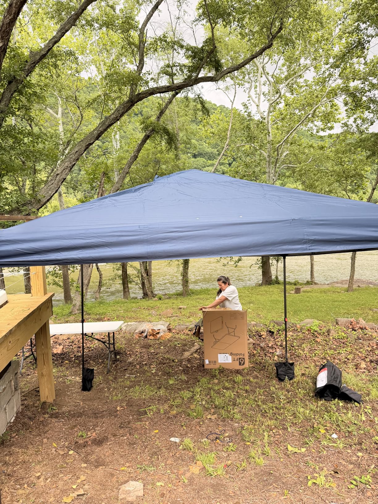 Best Choice Products 10x10ft Pop Up Canopy Tent, Outdoor Shade, 1 Person 1 Minute Set Up, Carry Case, 4 Weight Bags - Navy Blue customer photo 2
