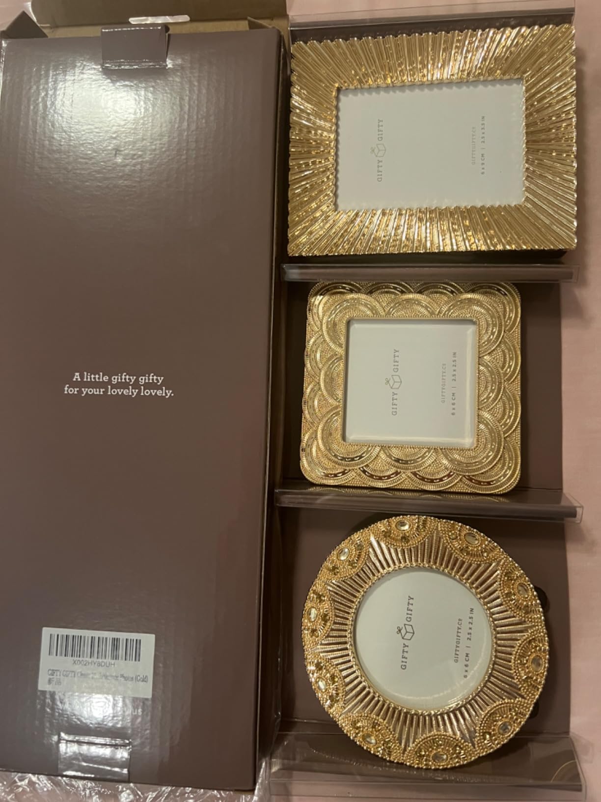 Classic Gold 1920s Mini Frame Set/Set of 3/2.5x2.5 & 2.5x3.5 In | For Tabletop Display | Perfect for Home Decor, Wedding, Graduation, Or Milestone Photos customer photo 2