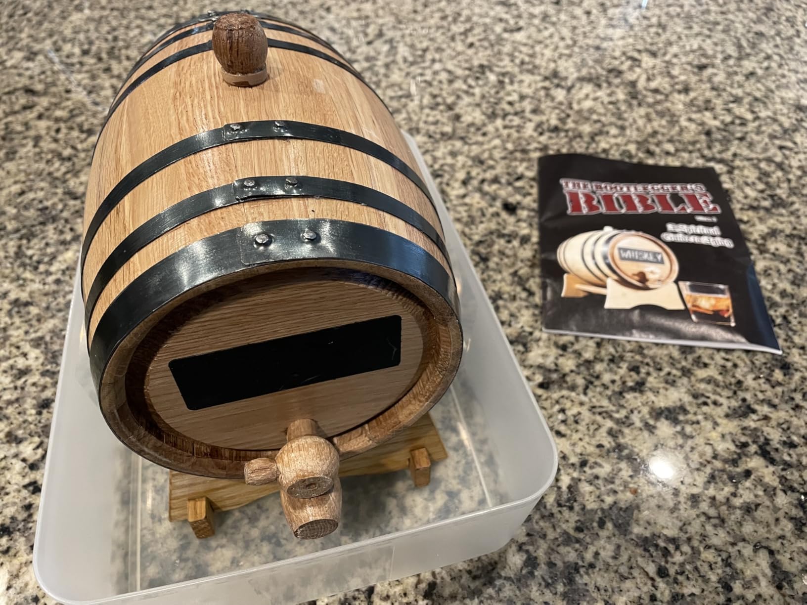 American Oak Barrel (2 liter) with Chalkboard Front - Charred Mini Keg for Aging Cocktails, Bourbon, Scotch, Whiskey, Gin, Hot Sauce - Home Bar Decor by Thousand Oaks Barrel Co. customer photo 1