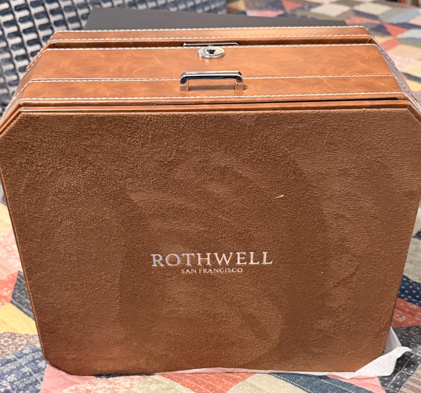 ROTHWELL 6 Slot Leather Watch Box with Valet Drawer - Luxury Case Display Organizer, Microsuede Liner, Locking Mens Jewelry Watches Holder, Men's Watch Storage Large Glass Top (Tan/Brown) customer photo 2