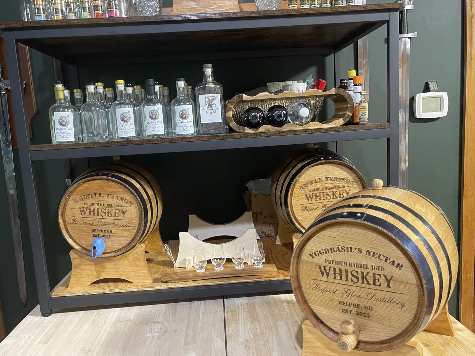 Personalized 2 Liter American Oak Whiskey Aging Barrel with Wood Stand, Bung & Spigot - Custom Laser Engraved (P5) customer photo 2