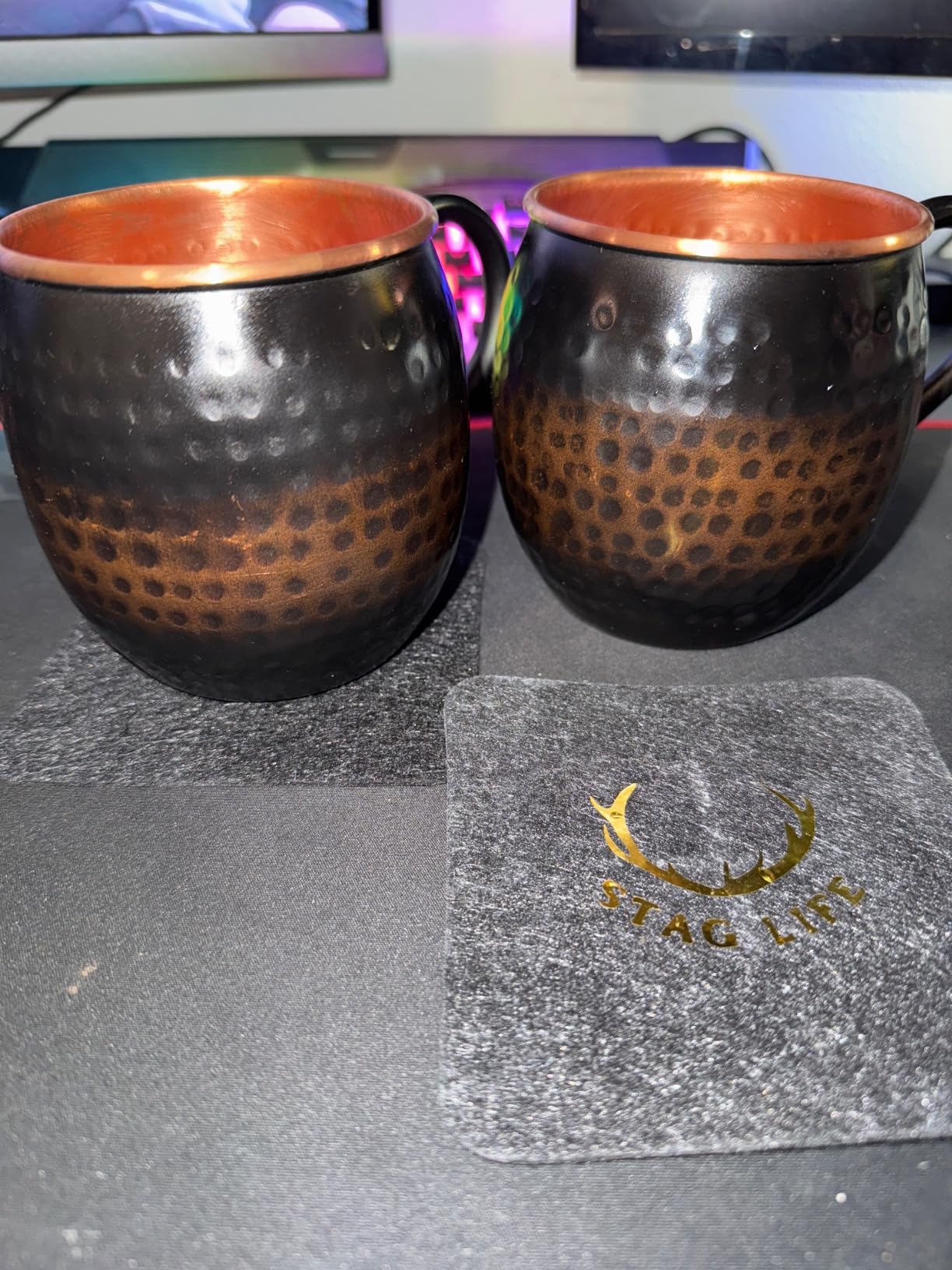 STAGLIFE 16 Oz Black Moscow Mule Mugs Pure Copper Cups for Drinking - Hammered Solid Unlined Cup Mug Set of 2 customer photo 2