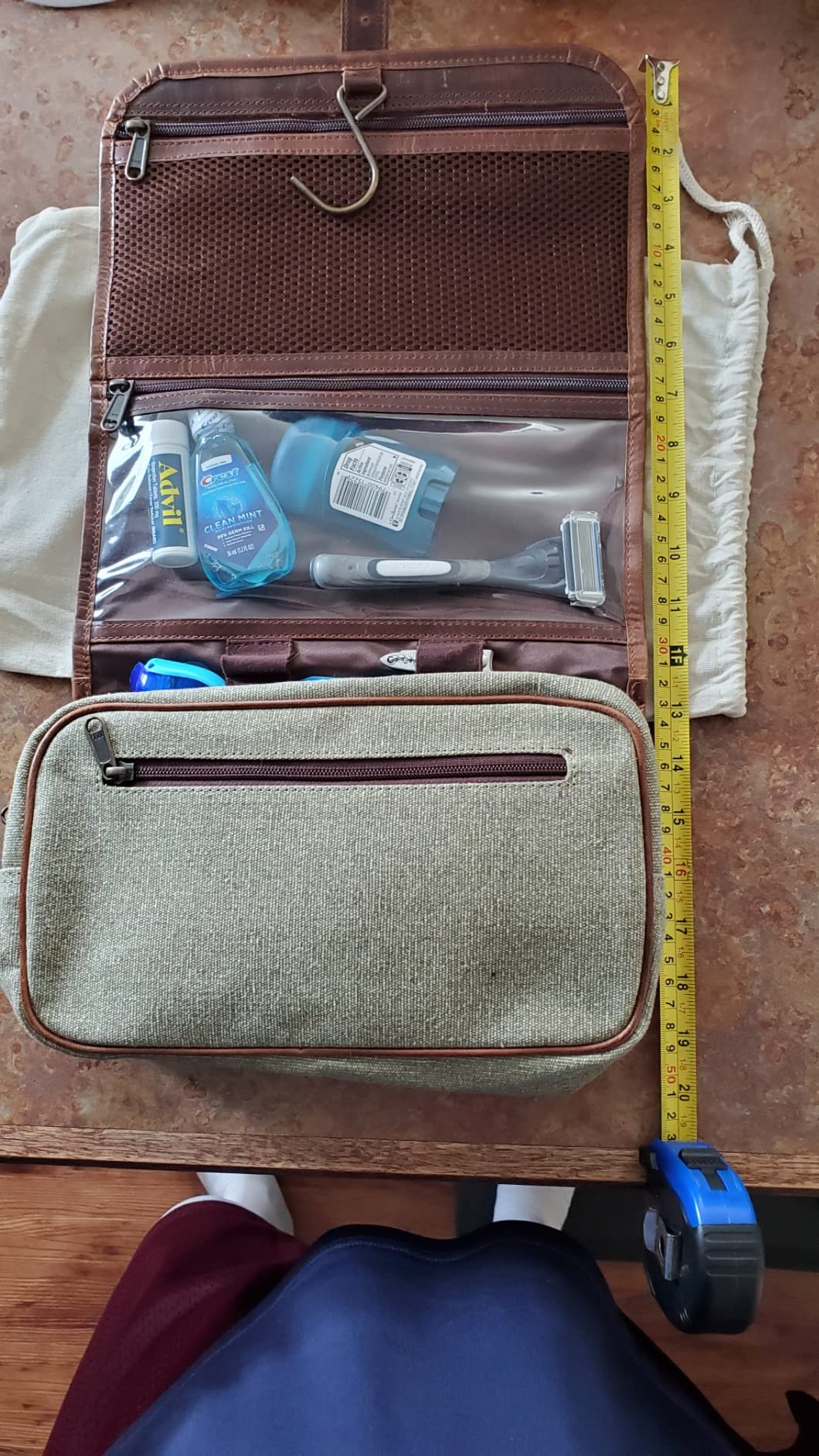 moonster Hanging Toiletry Bag for Men & Women, Leather Travel Bag with Hanging Hook, Dopp Kit Shower Bag customer photo 1