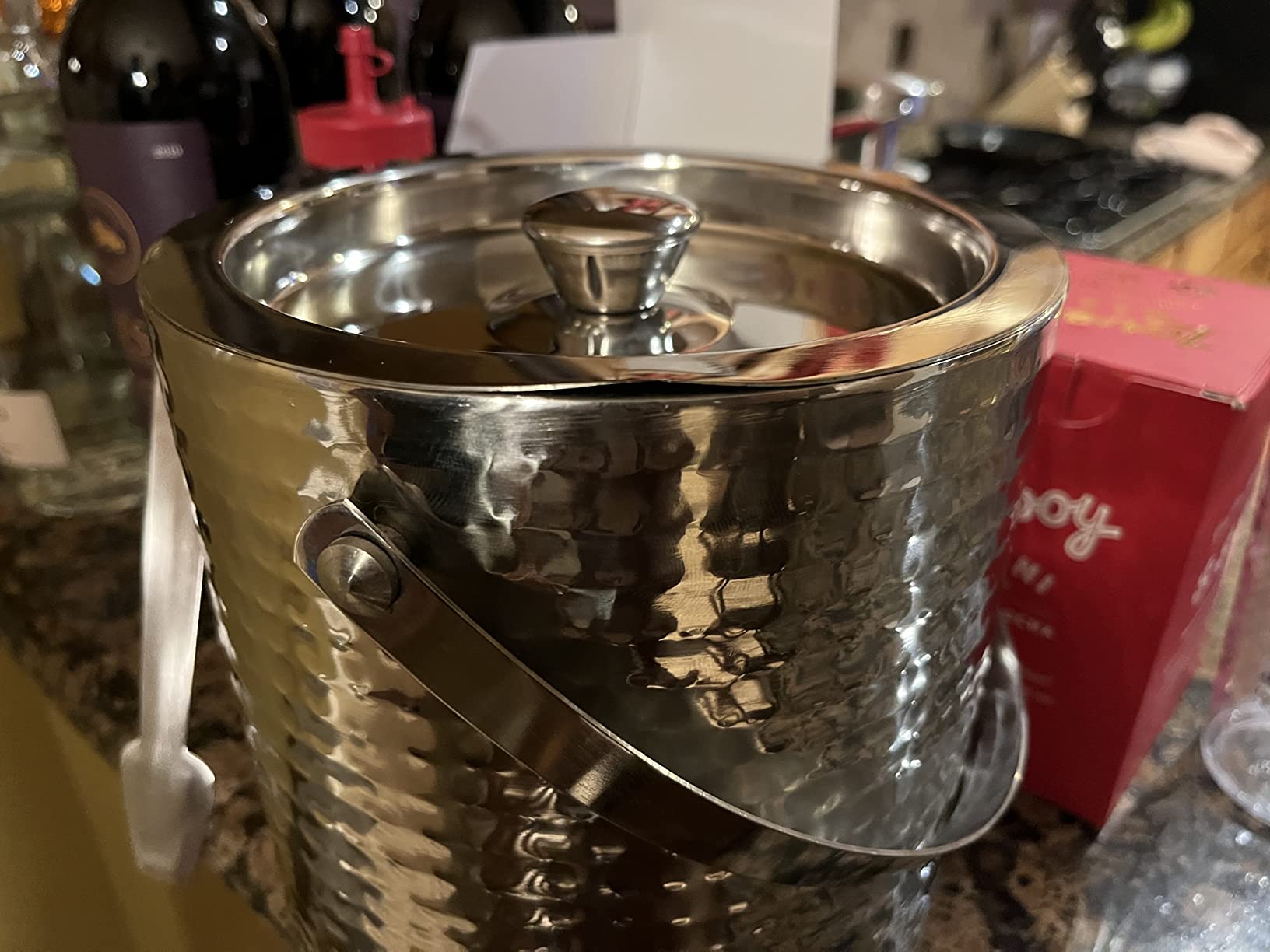 Hammered Ice Bucket - Ice Bucket with Tongs - Insulated Ice Bucket with Lid - Double Wall Ice Bucket 3 Quarts - By Colleta Home customer photo 2