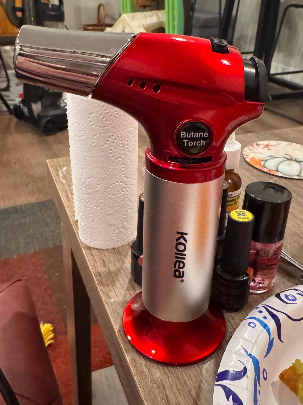 Kollea Butane Torch Lighter, Mini Kitchen Cooking Torch Lighter with Fuel Gauge & Continuous Flame Lock & Nozzle, Culinary Blow Creme Brulee Torch for Baking Food Desserts (Butane Gas Not Included) customer photo 1