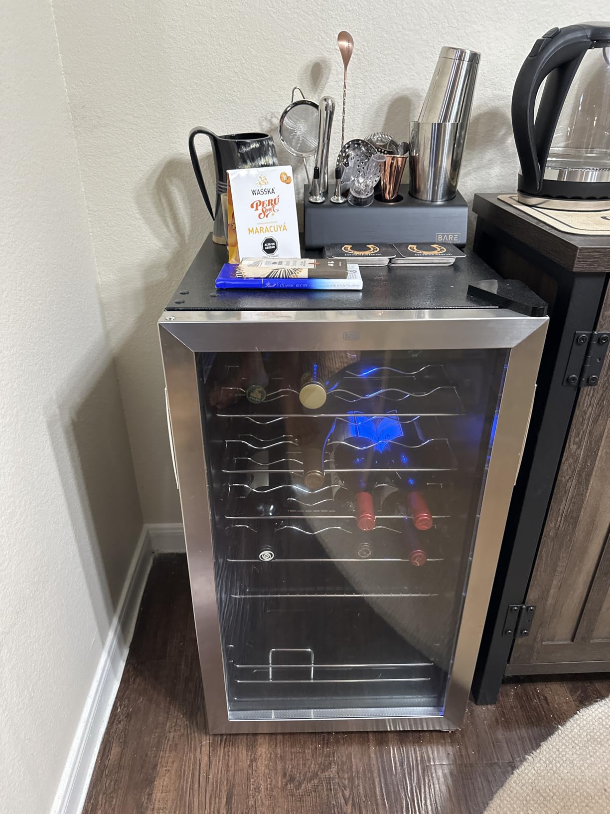 BLACK+DECKER 26 Bottle Wine Fridge with Interior Light and Mechanical Temperature Control - Compressor Cooling Wine Cooler Refrigerator with 4 Wine Racks and 1 Flat Shelf, Wine Bottle Chiller customer photo 1