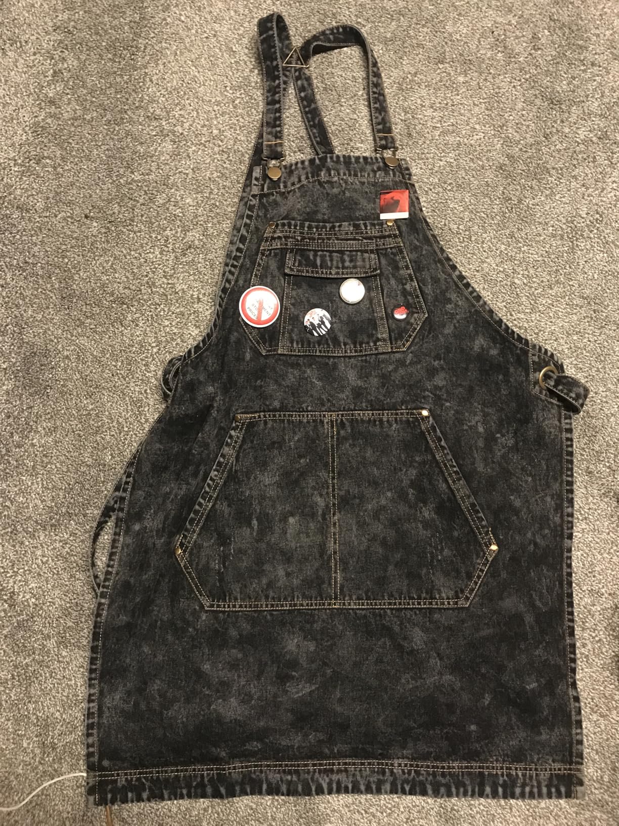 Jeanerlor - Denim Apron with Pockets for Hair Stylist Gardening Craftsmen Barista Women Hairdresser Jean Work Apron Cross Straps & Adjustable S to L (Black) customer photo 2