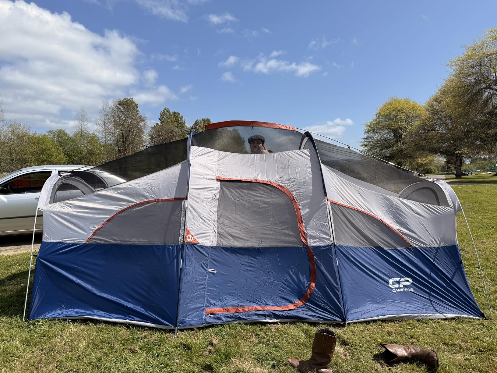 CAMPROS CP Tent 8 Person Camping Tents, Weather Resistant Family Tent, 5 Large Mesh Windows, Double Layer, Divided Curtain for Separated Room, Portable with Carry Bag customer photo 1
