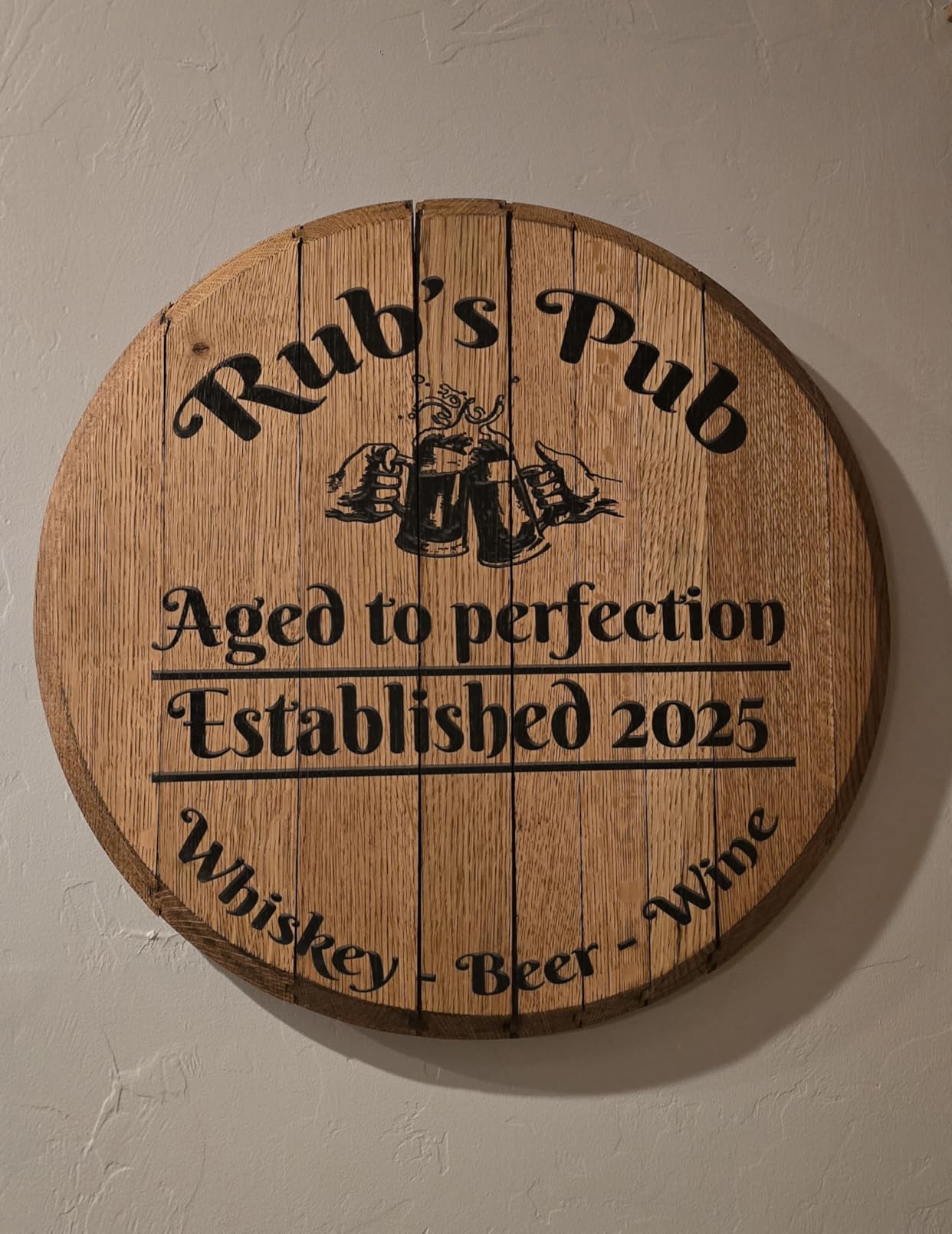 Personalized Whiskey Barrel Head - Custom Hideout - Drinking Bar Sign Man Cave customer photo 2