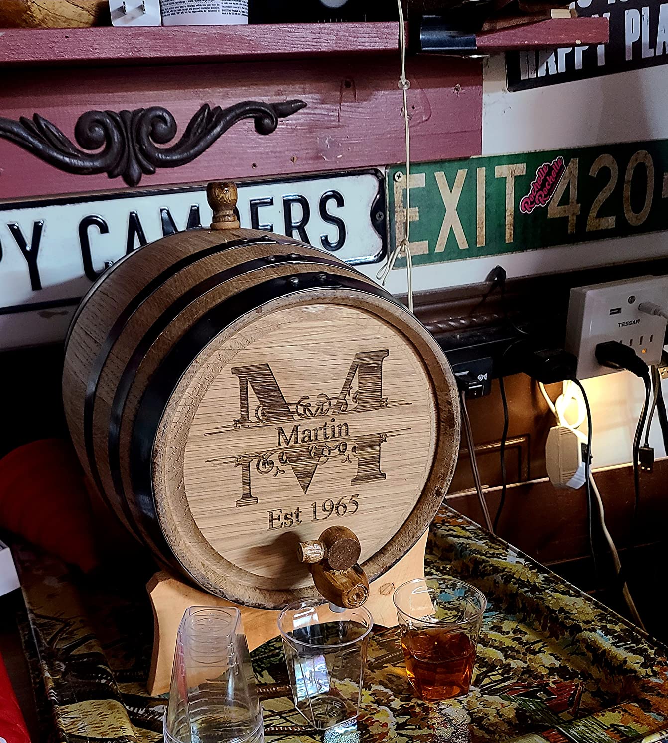 Custom Engraved and Personalized Mini Oak Aging Barrel for Whiskey, Wine, Scotch, Bourbon - Complete Aging Kit for Home Brewer, Distiller, Wine Maker - Bourbon Barrel Gifts For Men - 1 Liter customer photo 1