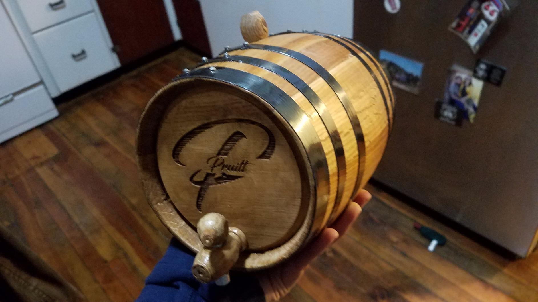 Custom Engraved and Personalized Mini Oak Aging Barrel for Whiskey, Wine, Scotch, Bourbon - Complete Aging Kit for Home Brewer, Distiller, Wine Maker - Bourbon Barrel Gifts For Men - 1 Liter customer photo 2