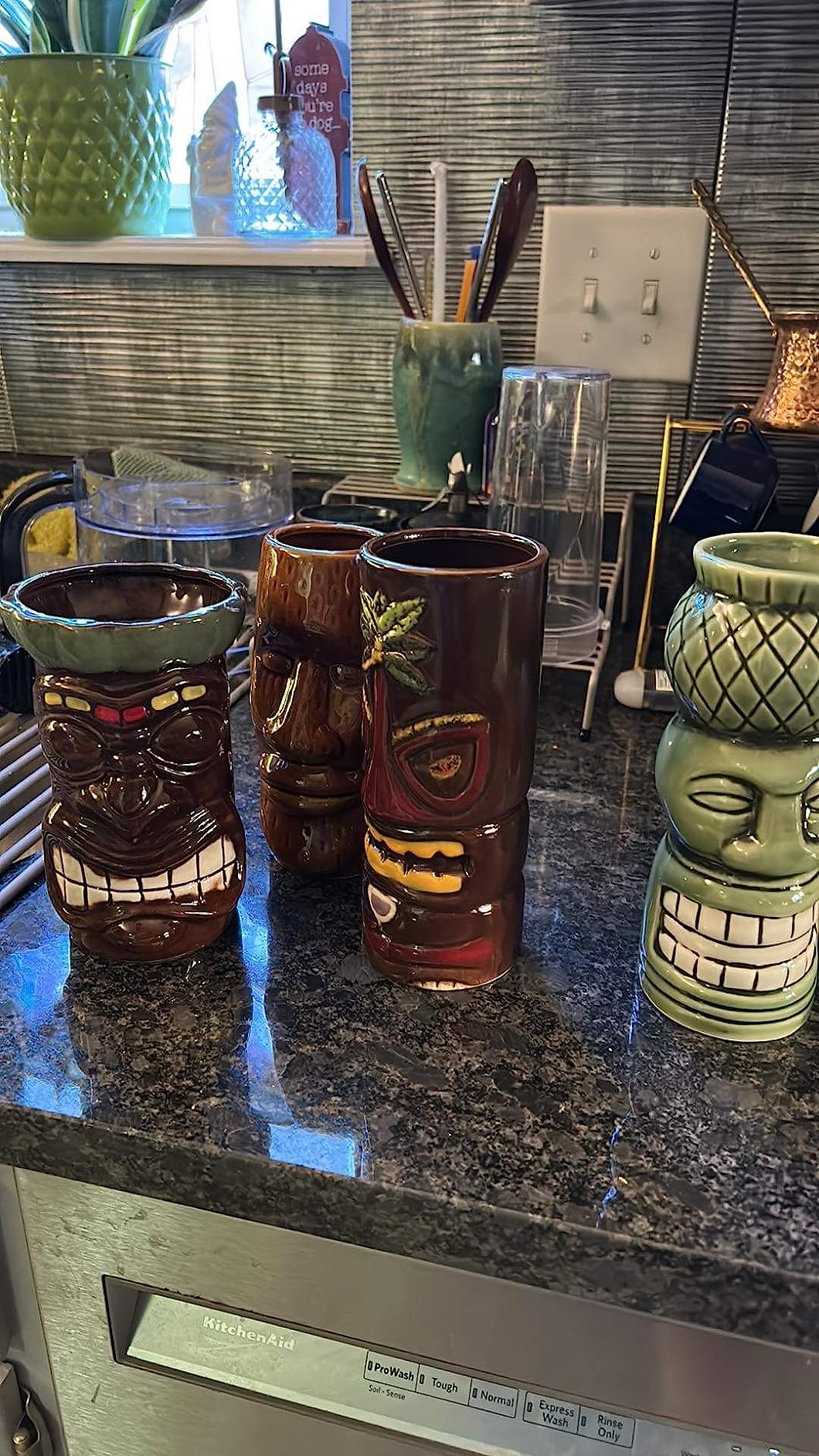 SuproBarware Tiki Mugs Set of 4 - Ceramic Hawaiian Party Mugs Drinkware, Tiki Bar Mugs for Cocktails, Premium Tropical Cups Drinks for Exotic Party customer photo 2