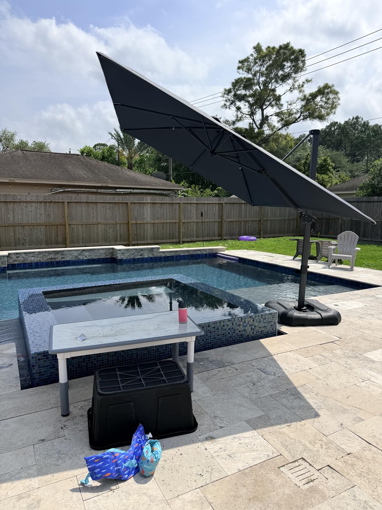 PURPLE LEAF 9' X 11.5' Patio Umbrella Outdoor Cantilever Rectangle Umbrella Aluminum Offset Umbrella with 360-degree Rotation for Garden Deck Pool Patio, Grey customer photo 1